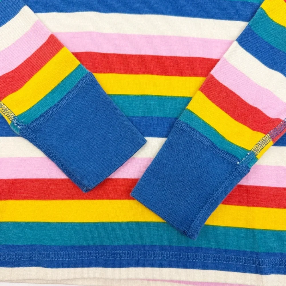 Hanna Andersson Long Sleeve Thermal Pajama Set Two (2) Piece Top Bottoms Stripe - Picture 4 of 11